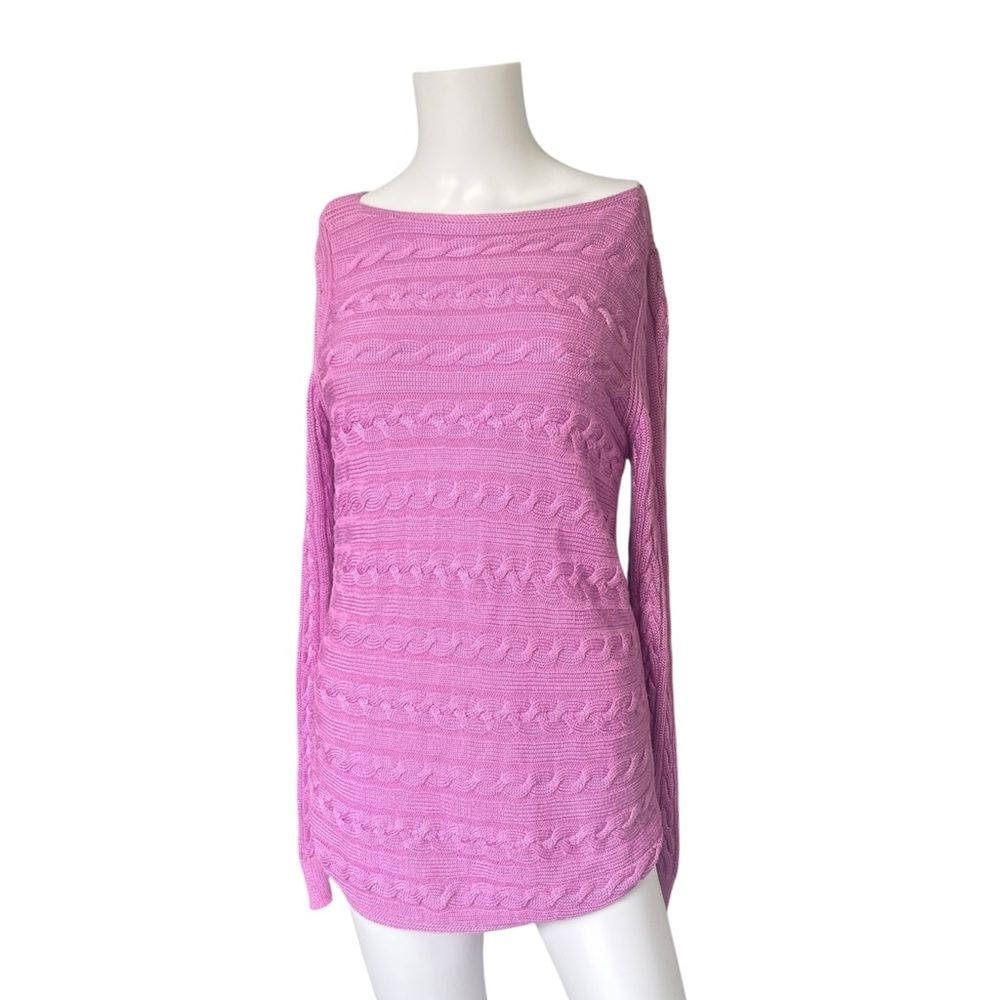 Lauren Ralph Lauren Purple Cable Knit Sweater Cotton Blend Womens Size Medium M